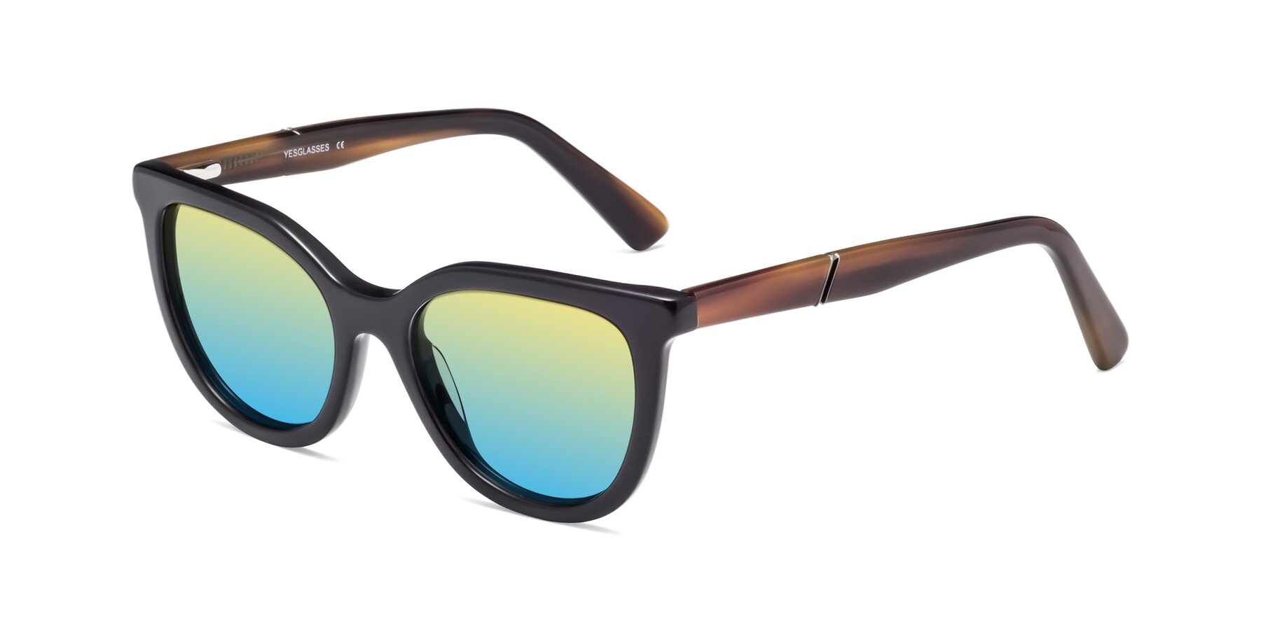 Angle of 17287 in Black with Yellow / Blue Gradient Lenses