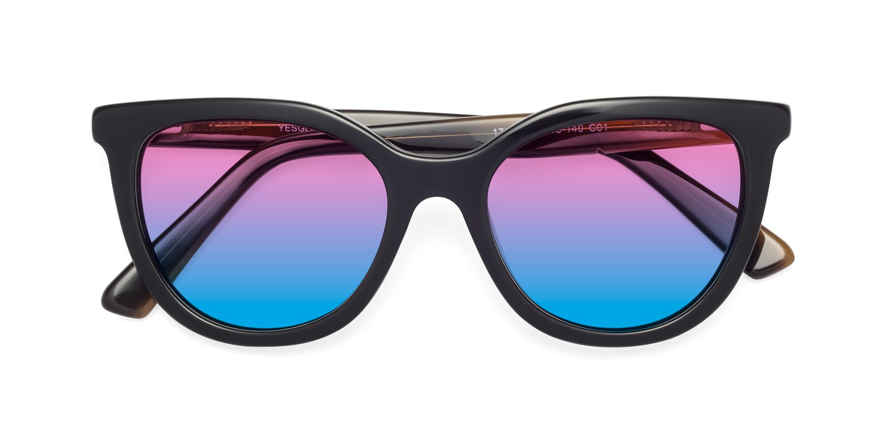 Folded Front of 17287 in Black with Pink / Blue Gradient Lenses