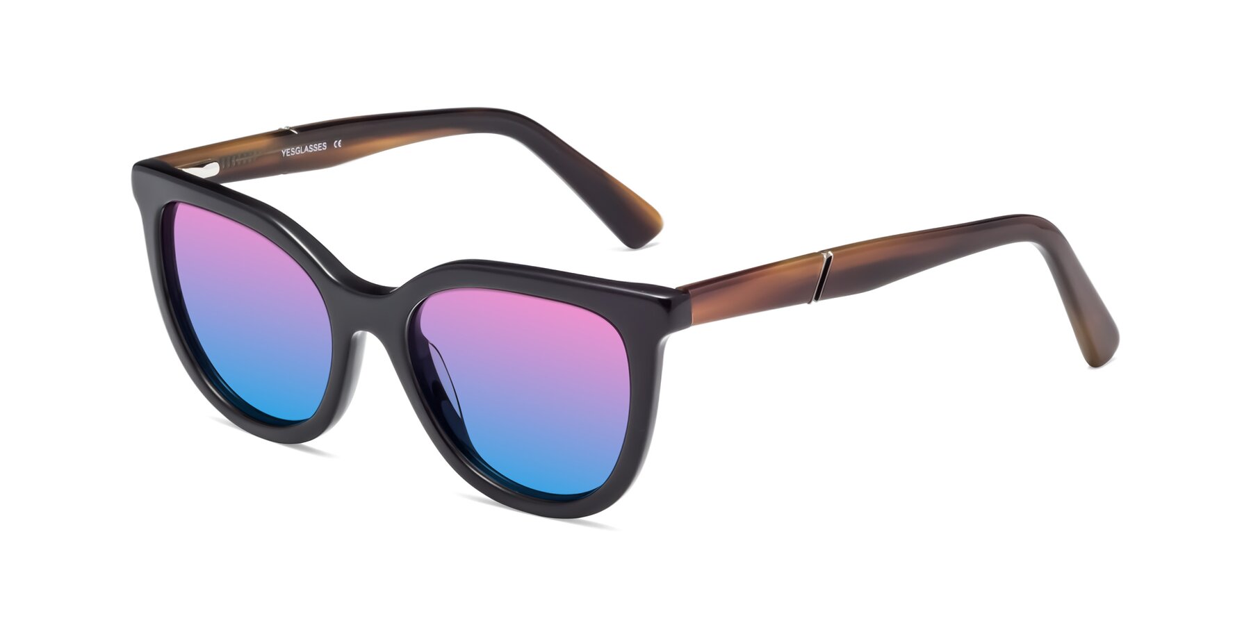 Angle of 17287 in Black with Pink / Blue Gradient Lenses