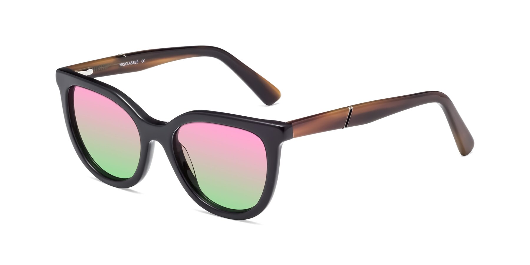 Angle of 17287 in Black with Pink / Green Gradient Lenses