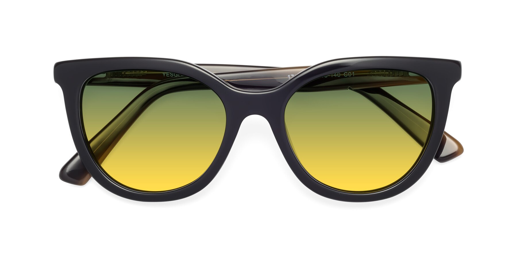 Folded Front of 17287 in Black with Green / Yellow Gradient Lenses