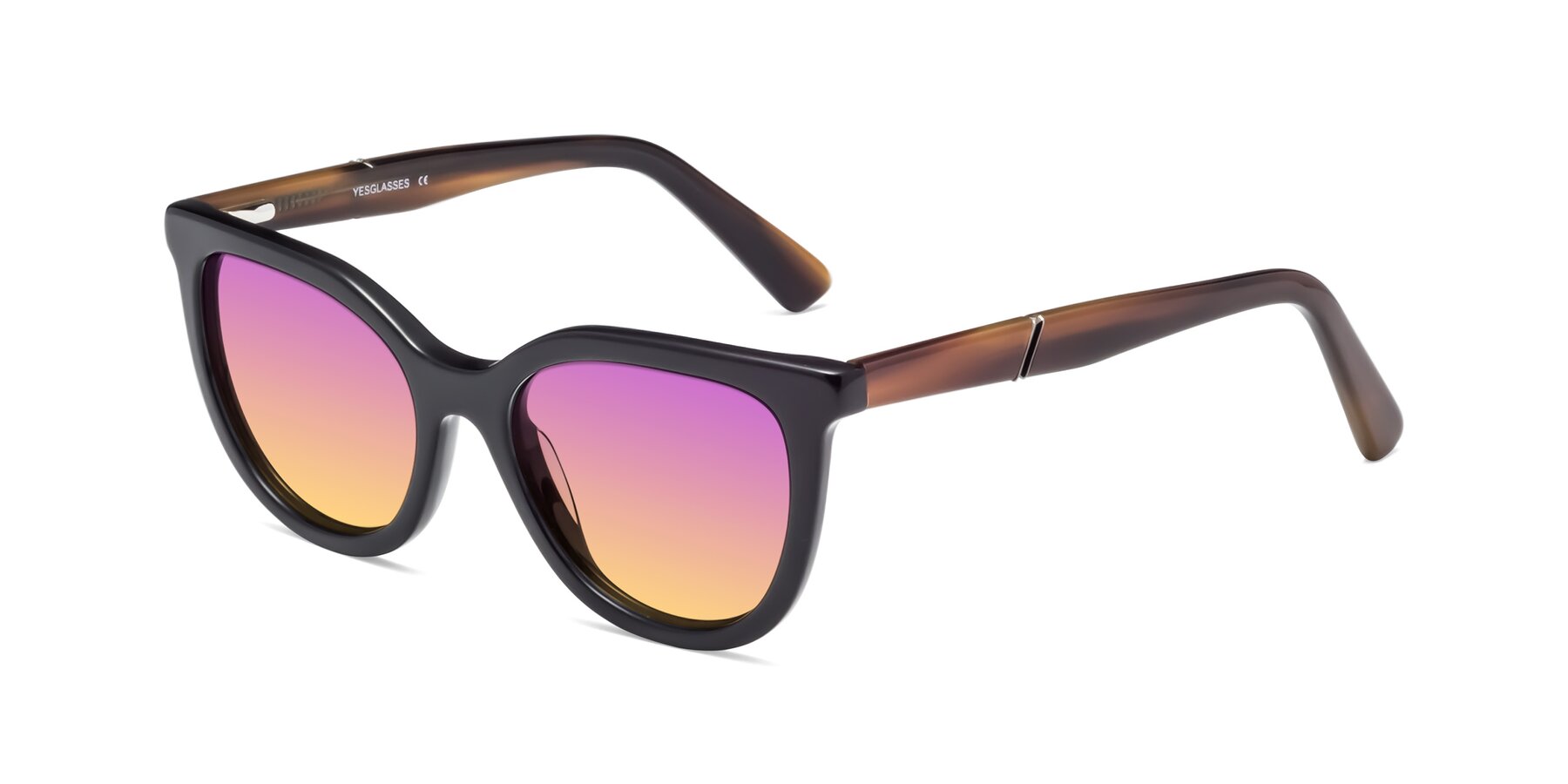Angle of 17287 in Black with Purple / Yellow Gradient Lenses