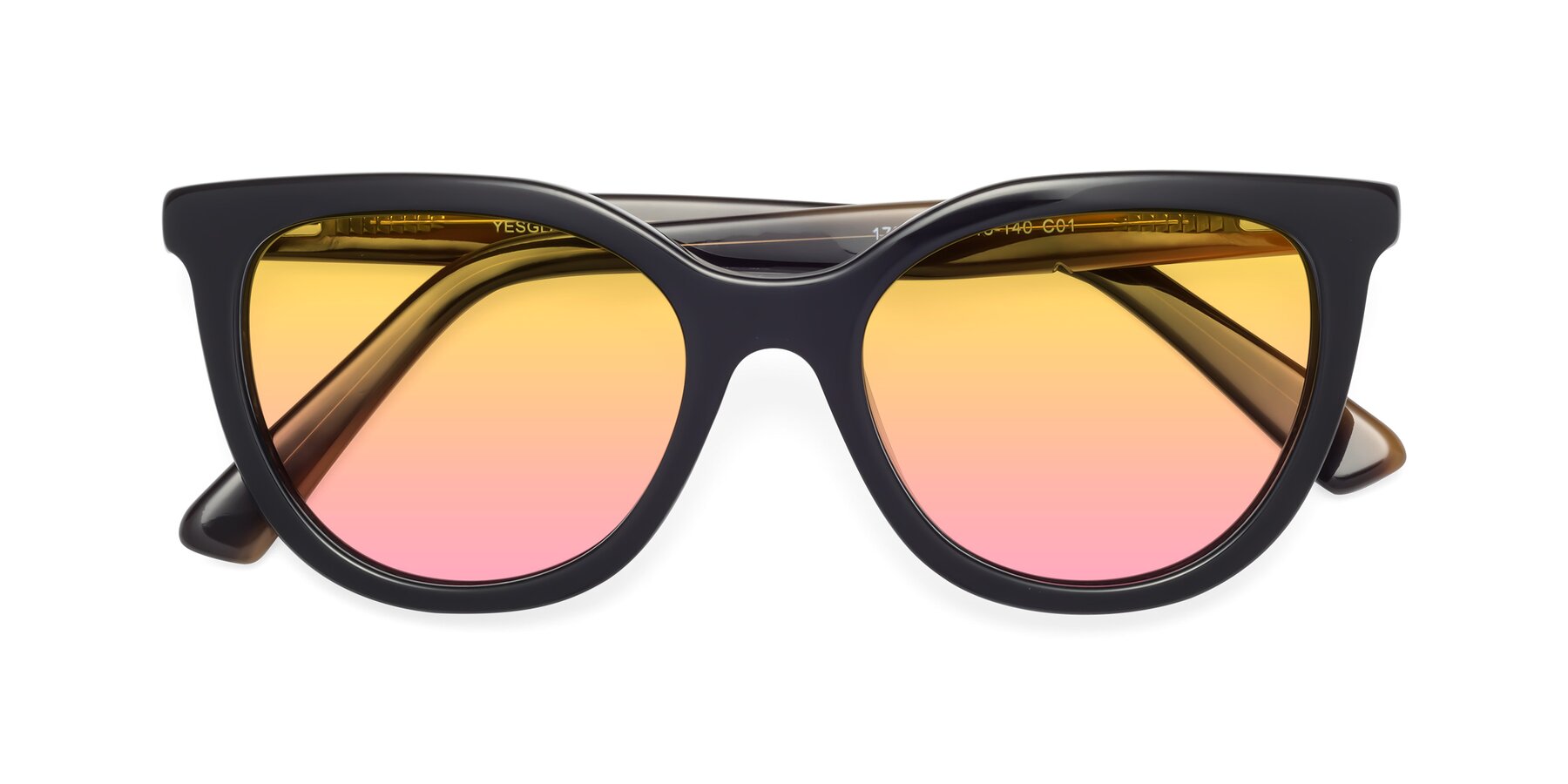 Folded Front of 17287 in Black with Yellow / Pink Gradient Lenses