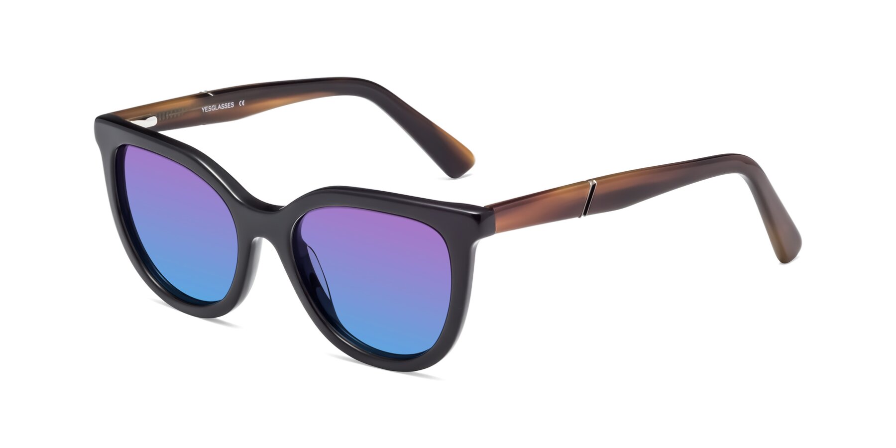 Angle of 17287 in Black with Purple / Blue Gradient Lenses