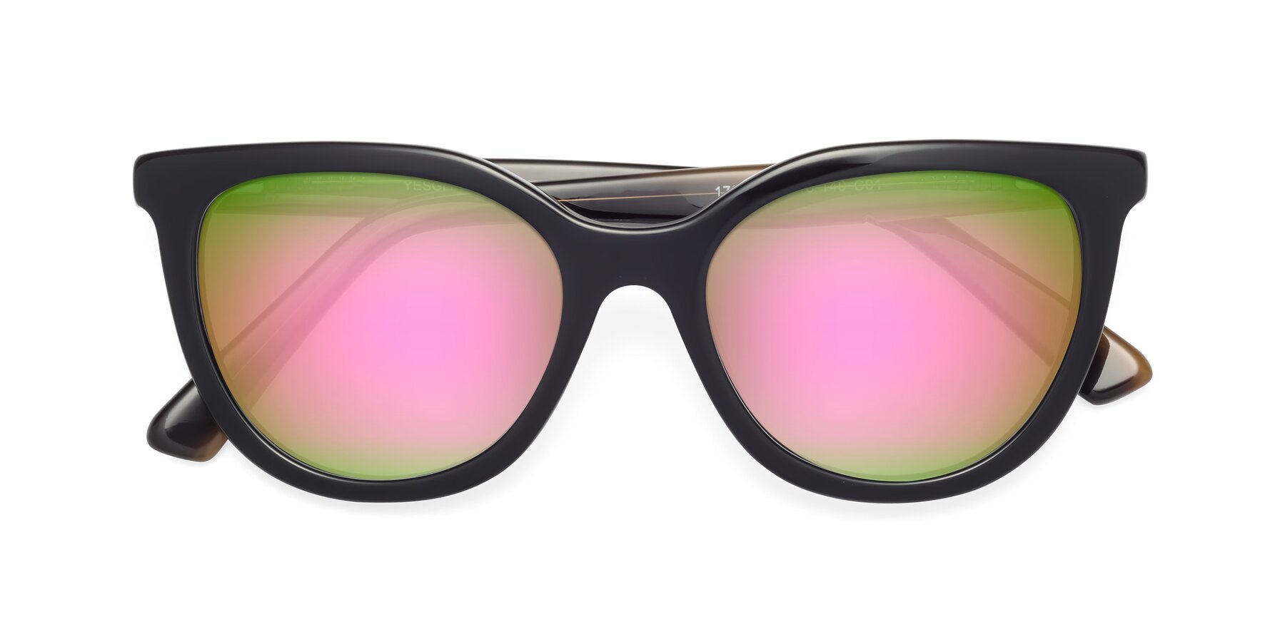 Folded Front of 17287 in Black with Pink Mirrored Lenses
