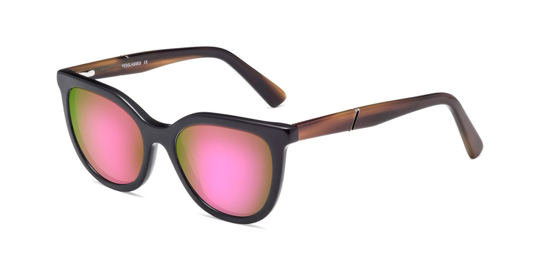 Angle of 17287 in Black with Pink Mirrored Lenses