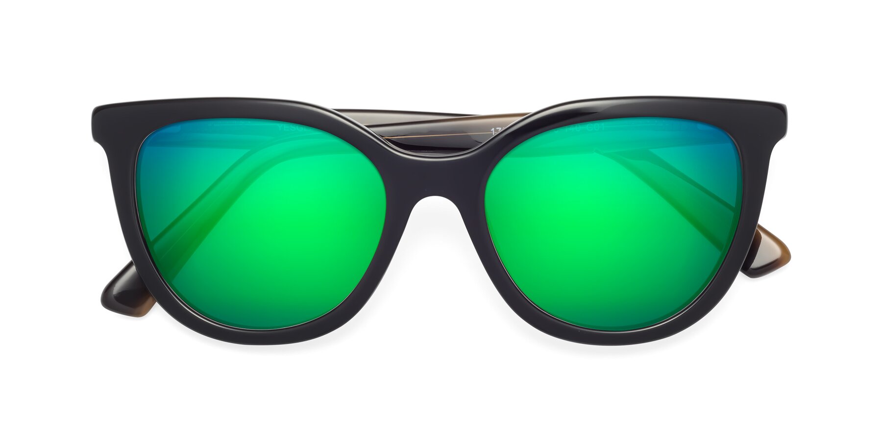 Folded Front of 17287 in Black with Green Mirrored Lenses