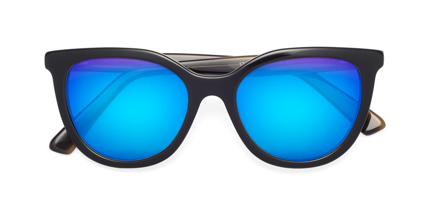 Folded Front of 17287 in Black with Blue Mirrored Lenses
