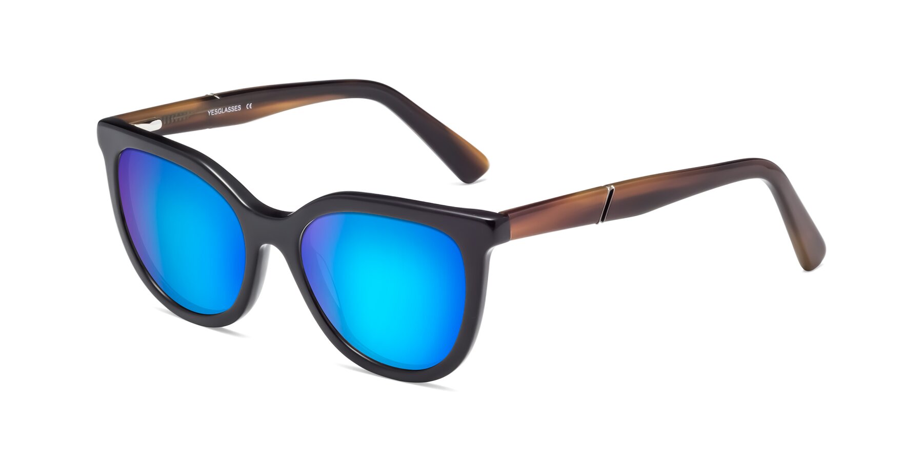 Angle of 17287 in Black with Blue Mirrored Lenses