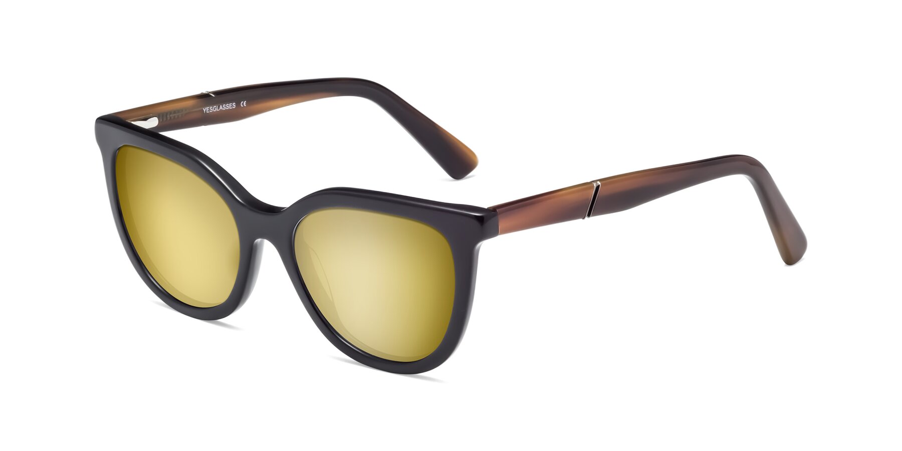 Angle of 17287 in Black with Gold Mirrored Lenses