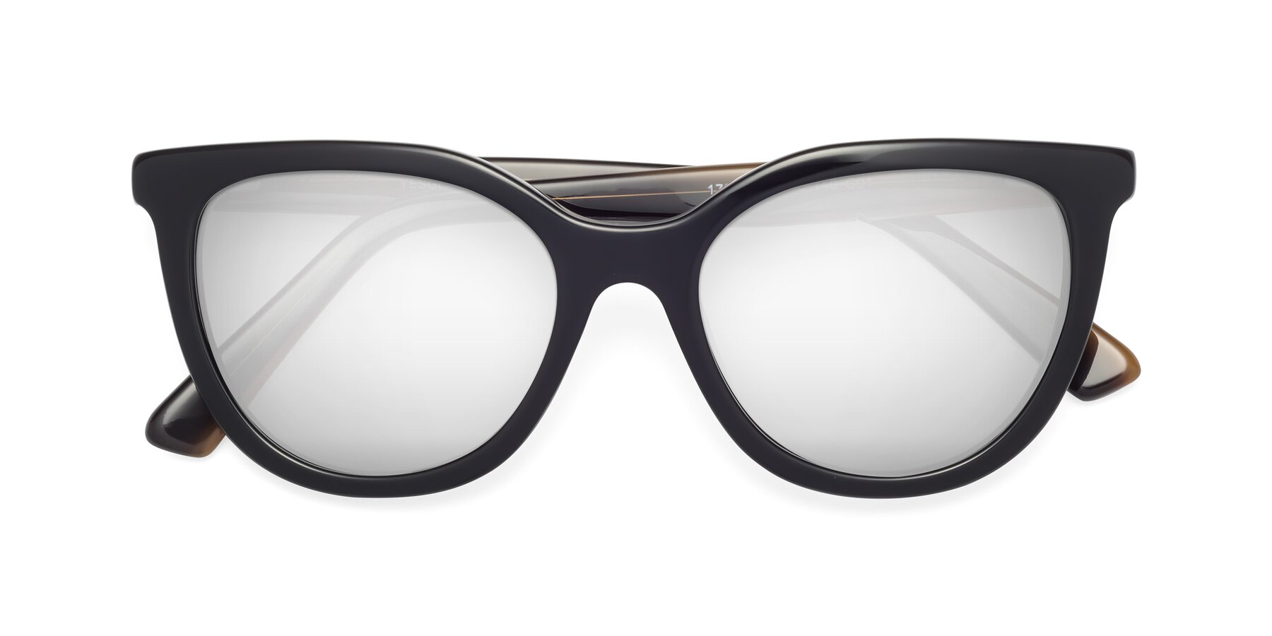Folded Front of 17287 in Black with Silver Mirrored Lenses