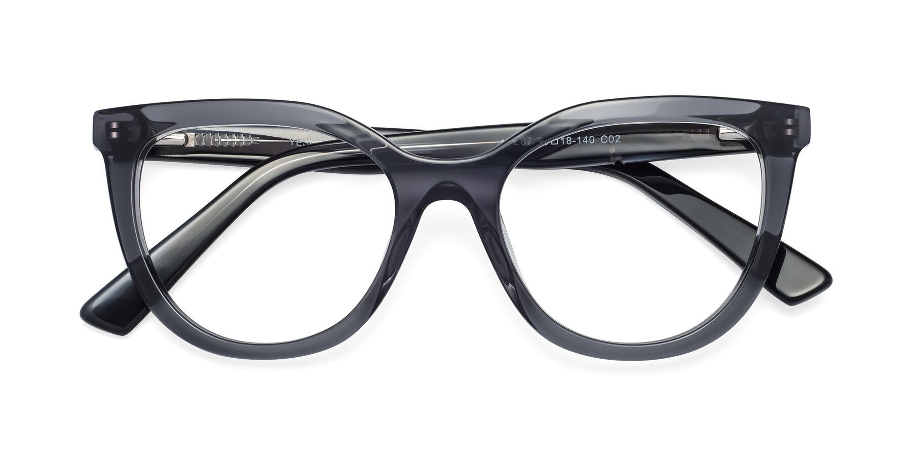 Folded Front of 17287 in Translucent Gray with Clear Blue Light Blocking Lenses