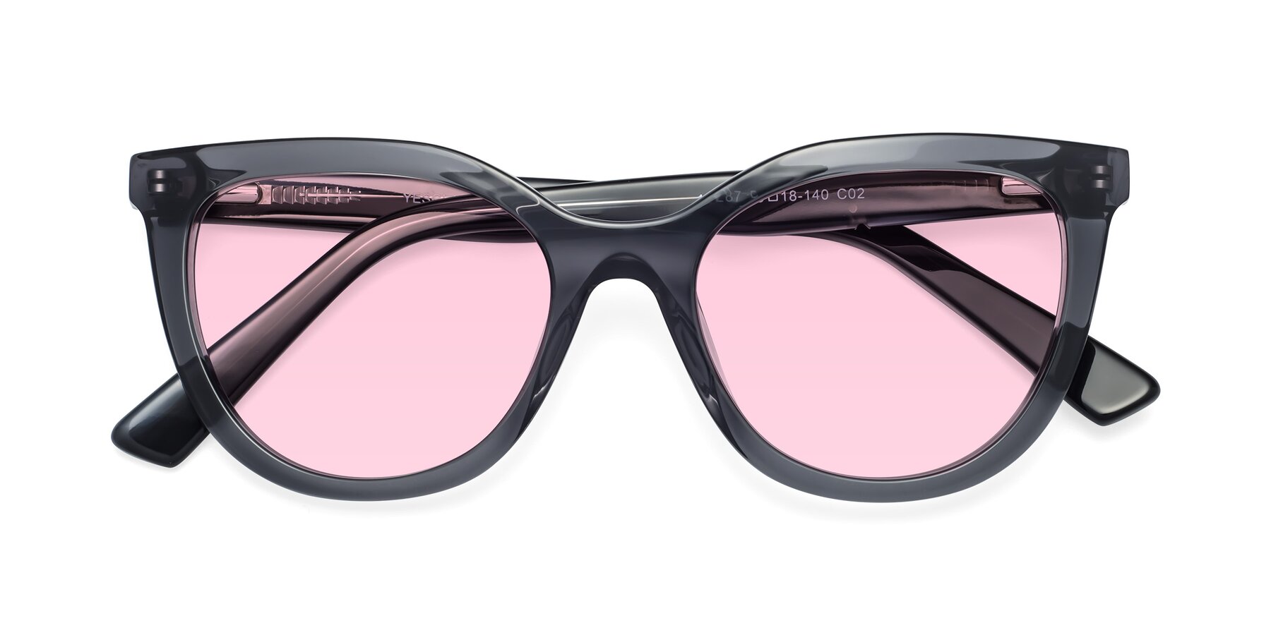 Folded Front of 17287 in Translucent Gray with Light Pink Tinted Lenses