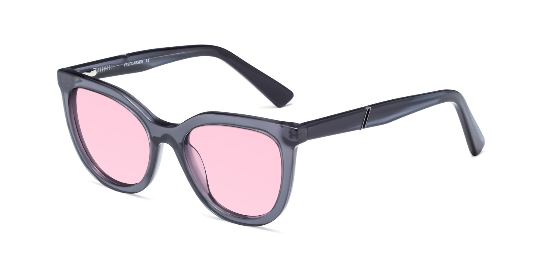 Angle of 17287 in Translucent Gray with Light Pink Tinted Lenses