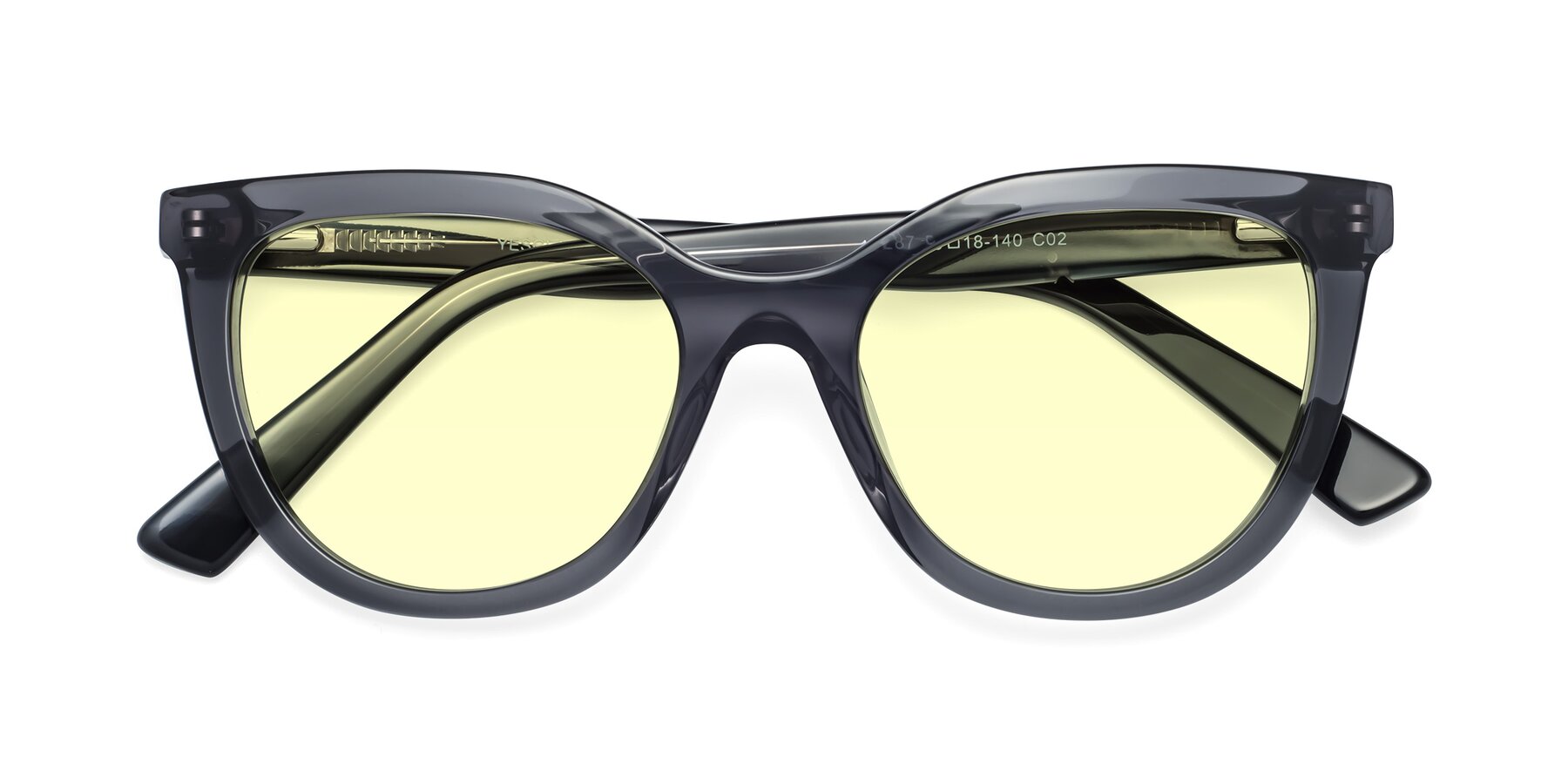 Folded Front of 17287 in Translucent Gray with Light Yellow Tinted Lenses