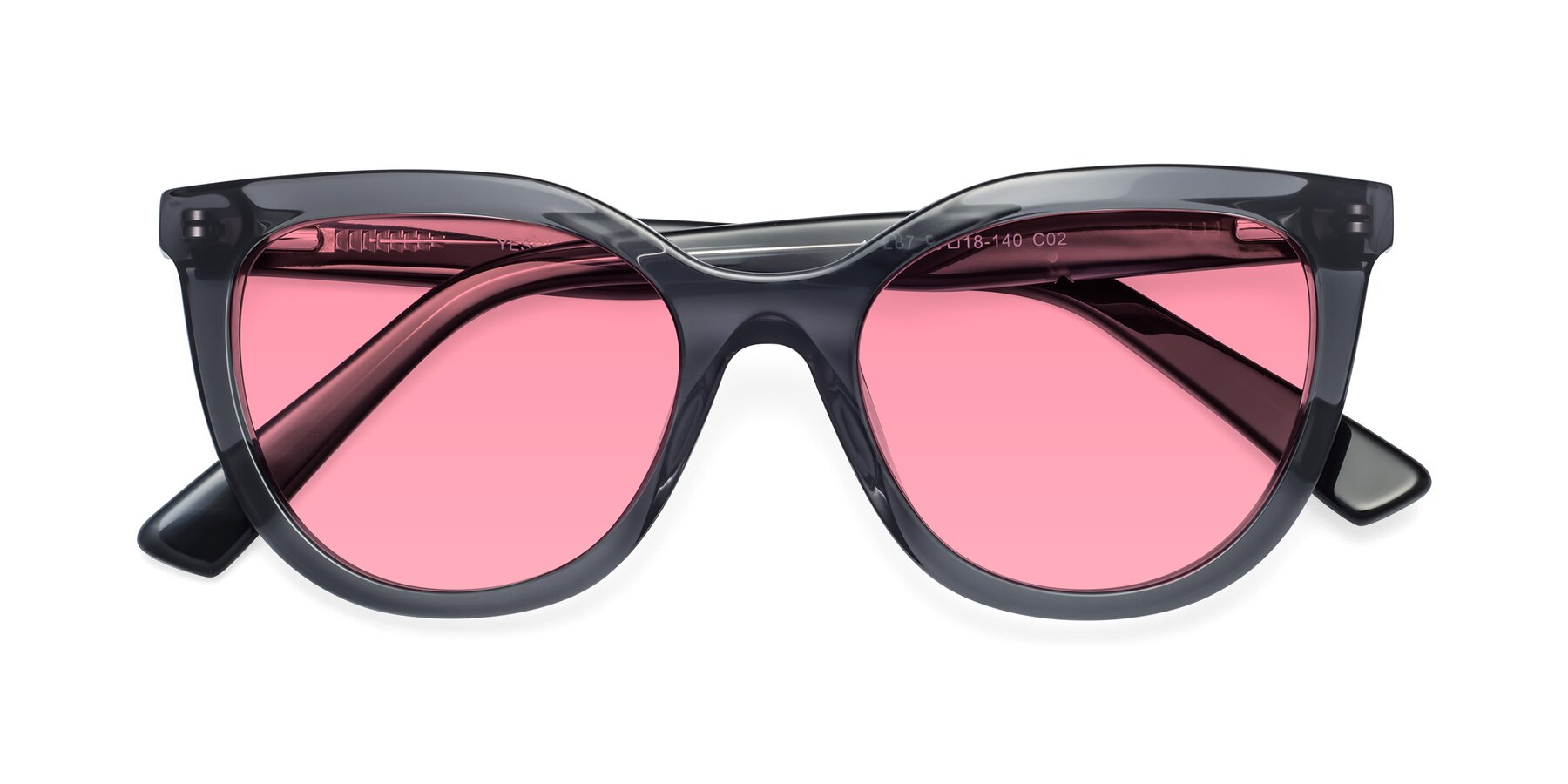Folded Front of 17287 in Translucent Gray with Pink Tinted Lenses