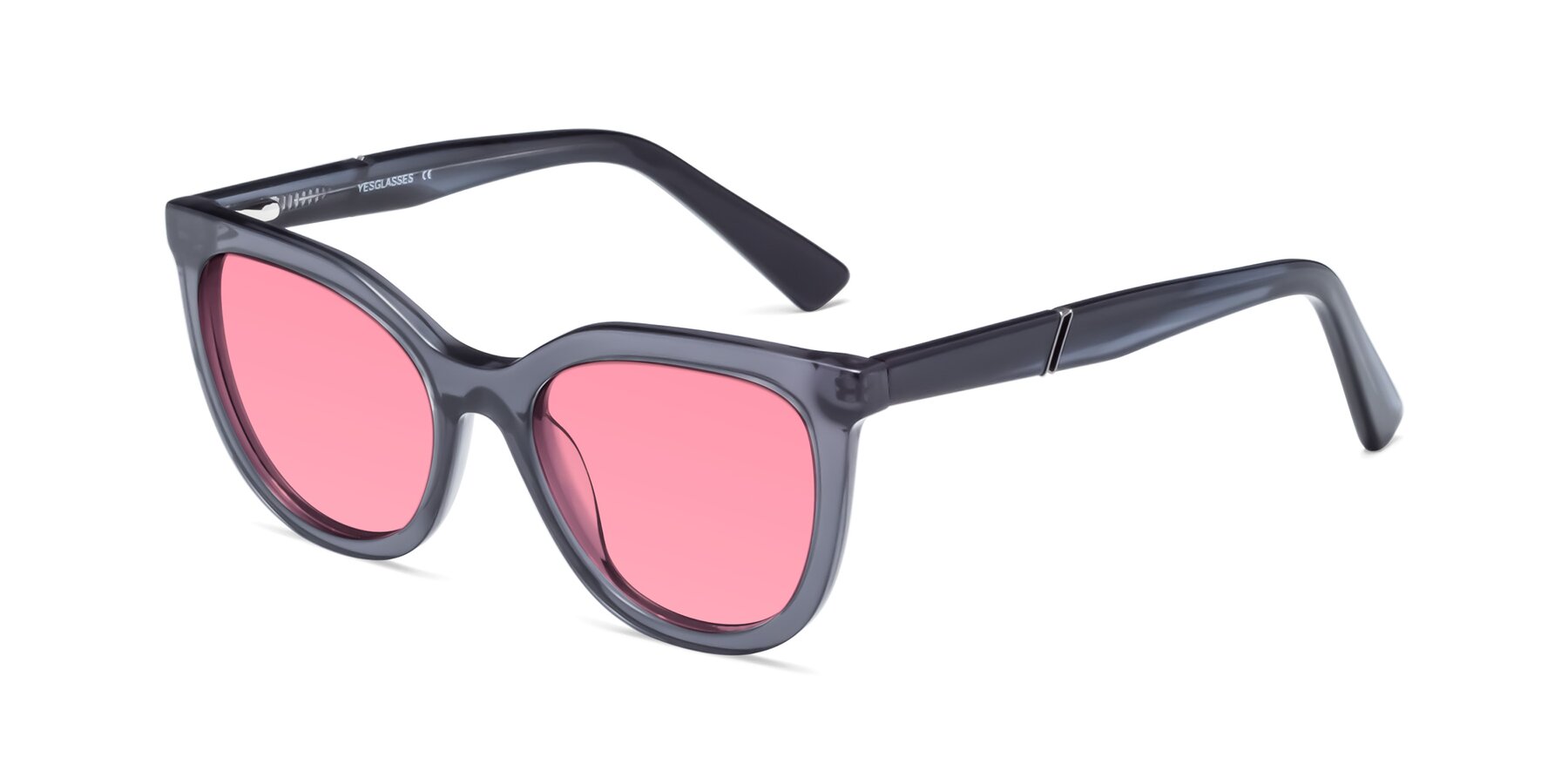 Angle of 17287 in Translucent Gray with Pink Tinted Lenses