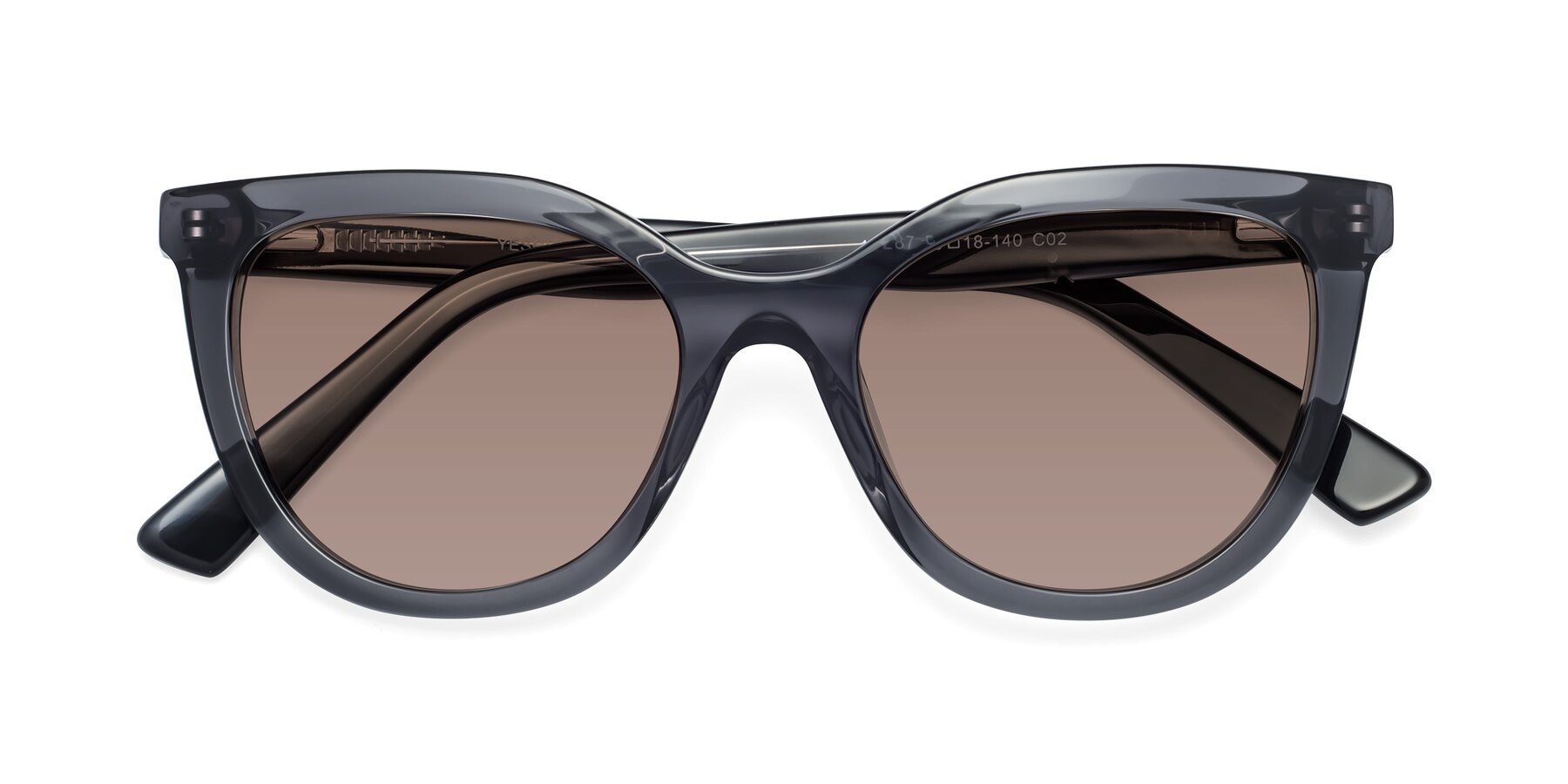 Folded Front of 17287 in Translucent Gray with Medium Brown Tinted Lenses