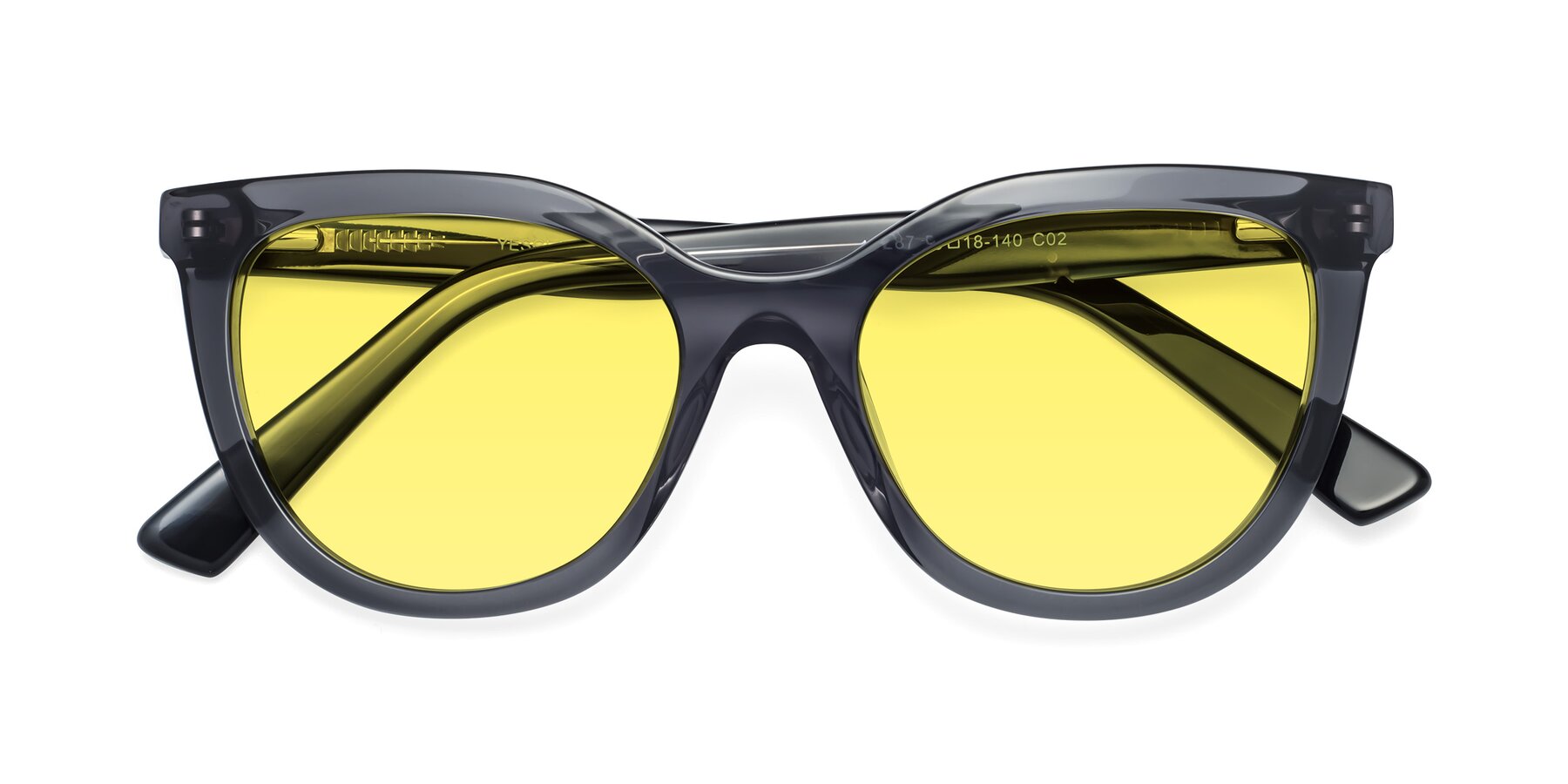 Folded Front of 17287 in Translucent Gray with Medium Yellow Tinted Lenses