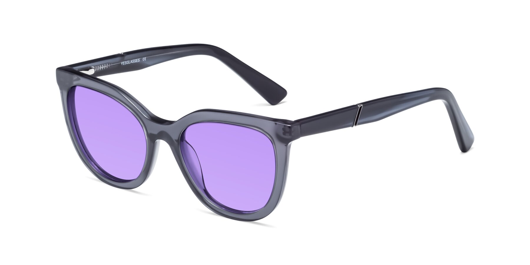 Angle of 17287 in Translucent Gray with Medium Purple Tinted Lenses