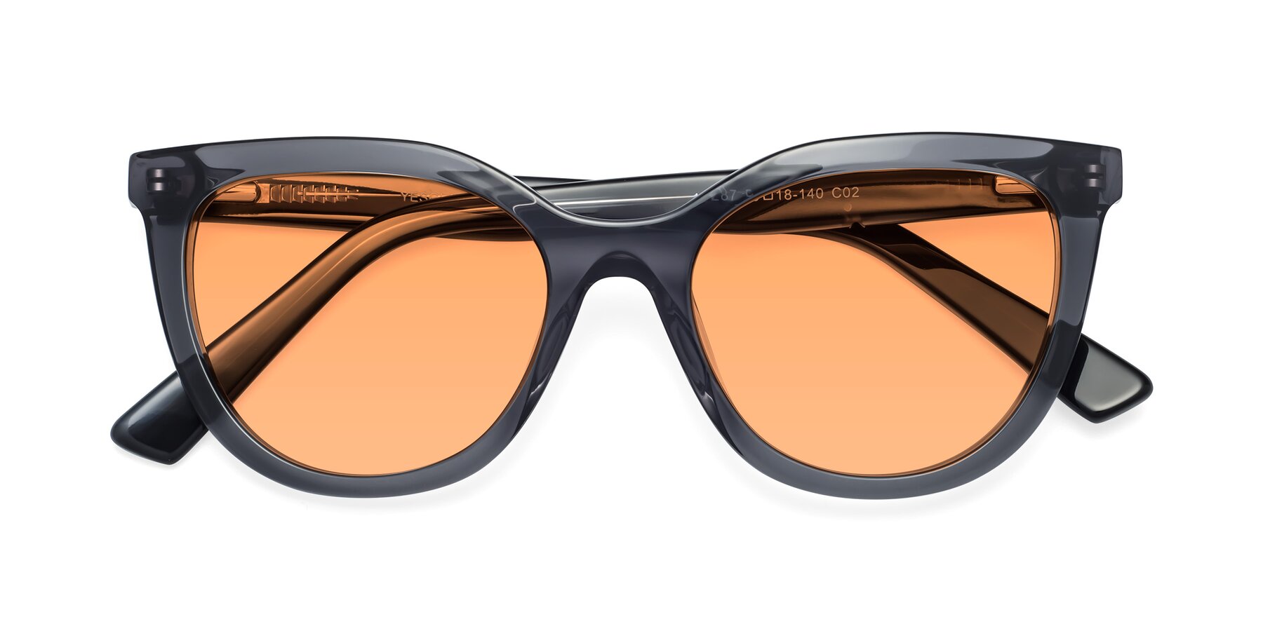 Folded Front of 17287 in Translucent Gray with Medium Orange Tinted Lenses