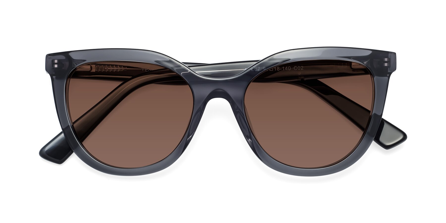 Folded Front of 17287 in Translucent Gray with Brown Tinted Lenses