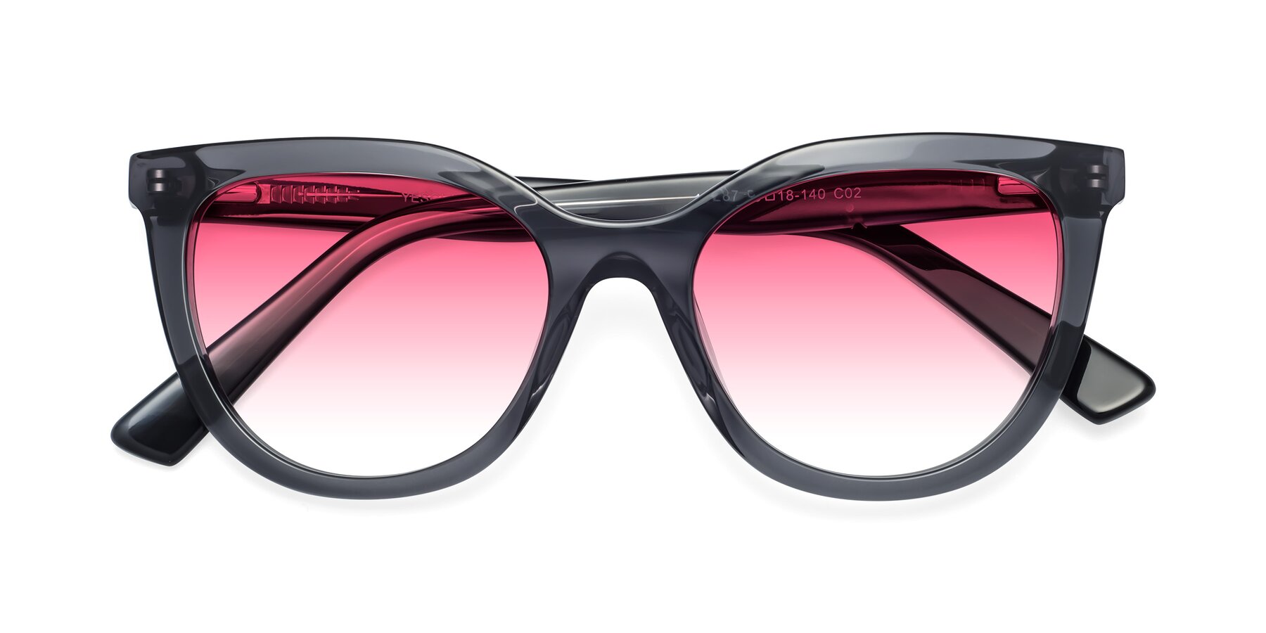 Folded Front of 17287 in Translucent Gray with Pink Gradient Lenses
