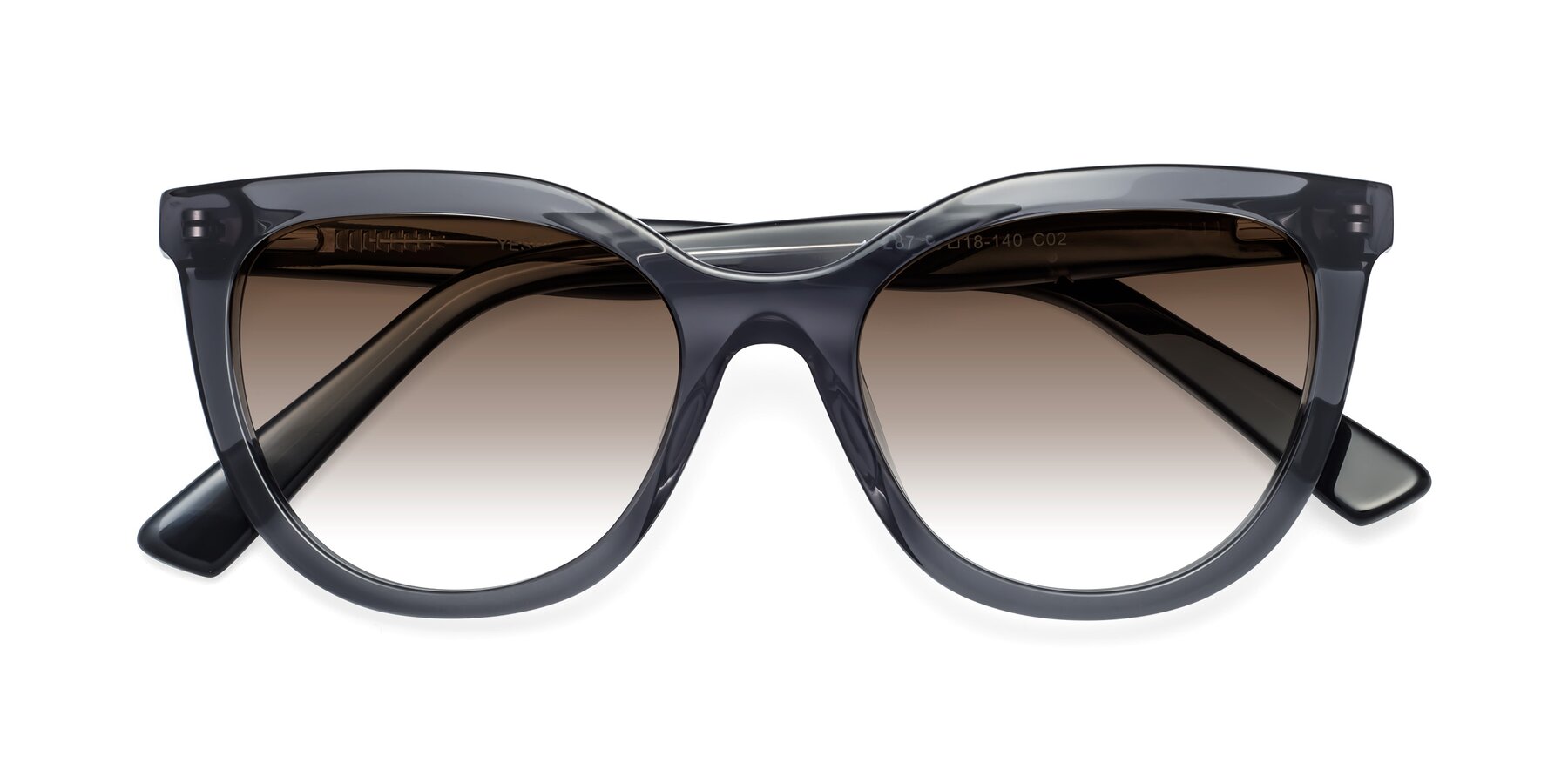 Folded Front of 17287 in Translucent Gray with Brown Gradient Lenses