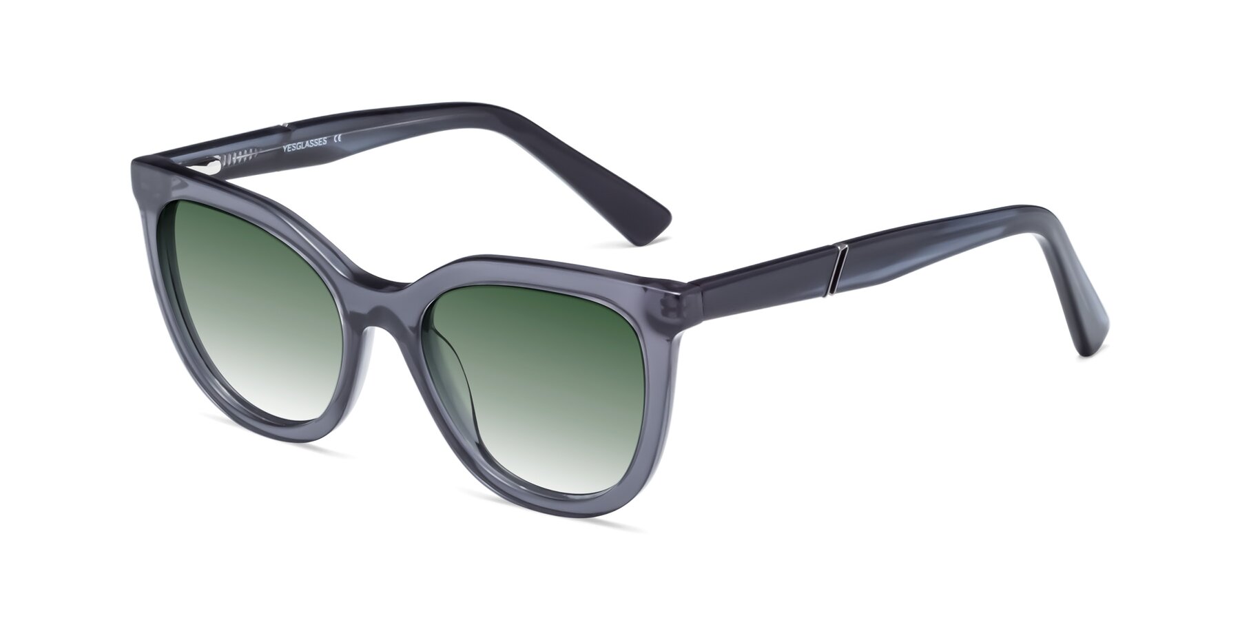 Angle of 17287 in Translucent Gray with Green Gradient Lenses