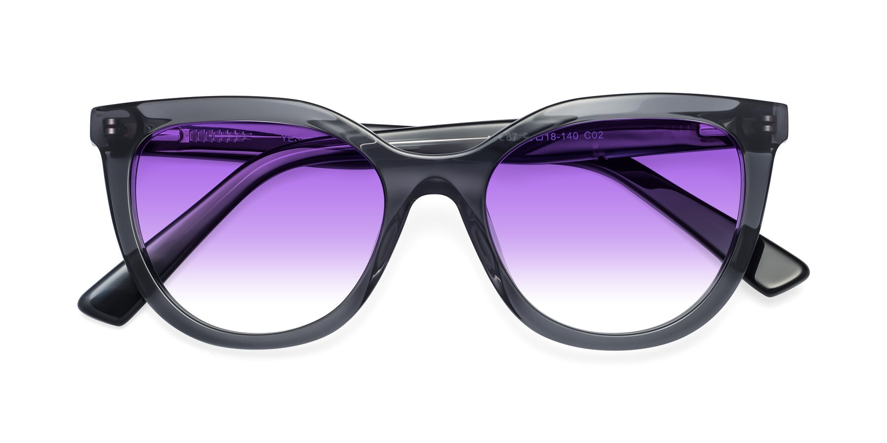 Folded Front of 17287 in Translucent Gray with Purple Gradient Lenses