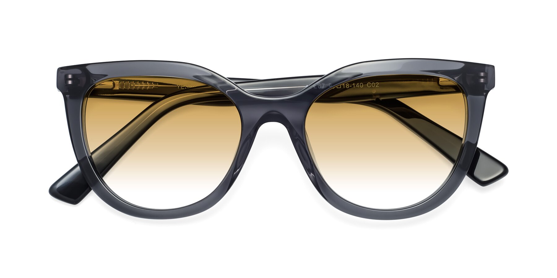 Folded Front of 17287 in Translucent Gray with Champagne Gradient Lenses