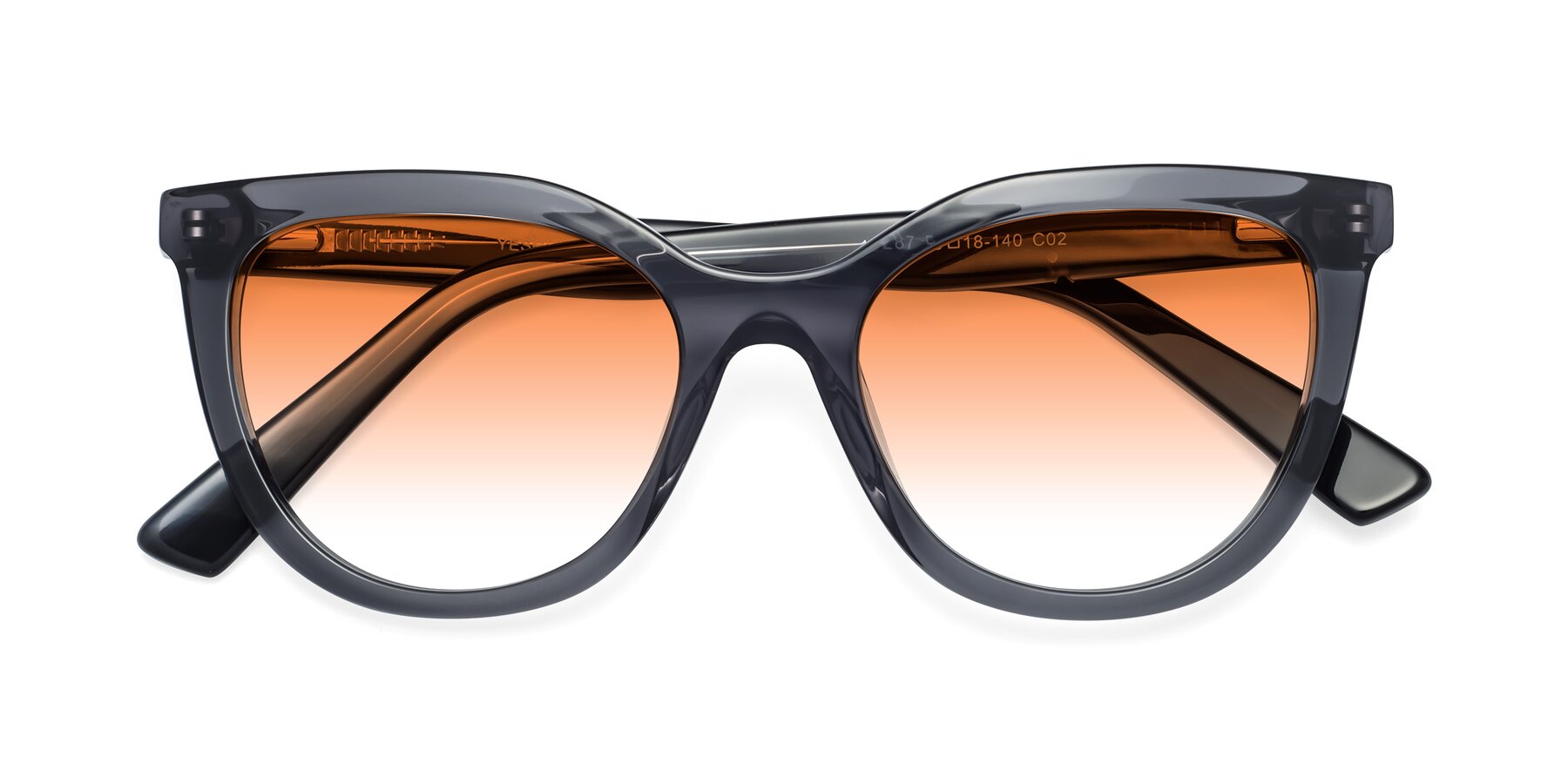 Folded Front of 17287 in Translucent Gray with Orange Gradient Lenses