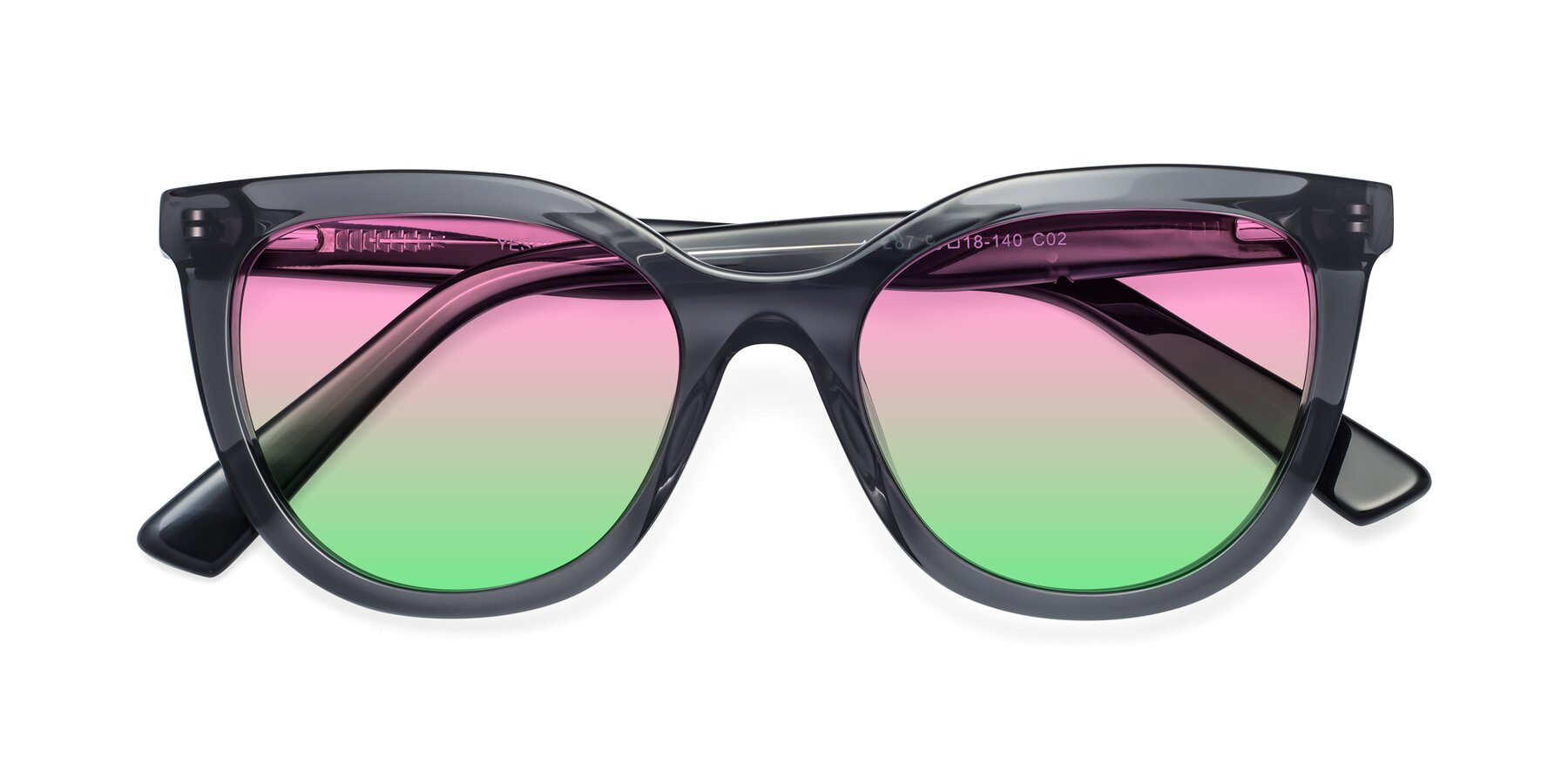Folded Front of 17287 in Translucent Gray with Pink / Green Gradient Lenses