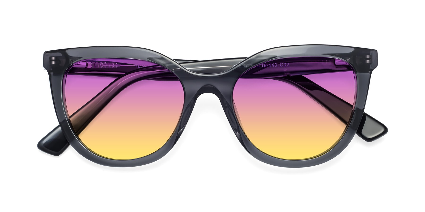 Folded Front of 17287 in Translucent Gray with Purple / Yellow Gradient Lenses