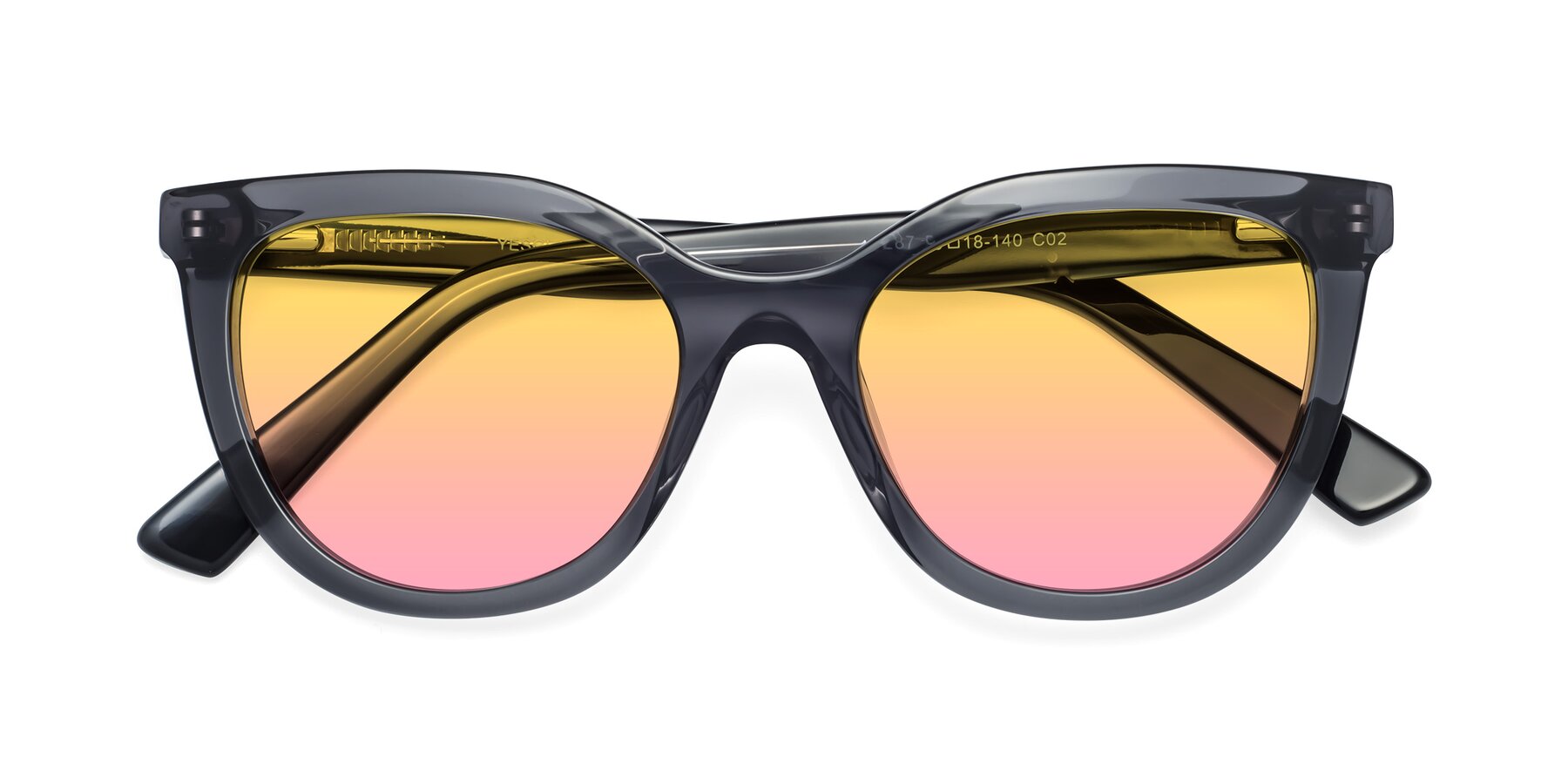 Folded Front of 17287 in Translucent Gray with Yellow / Pink Gradient Lenses