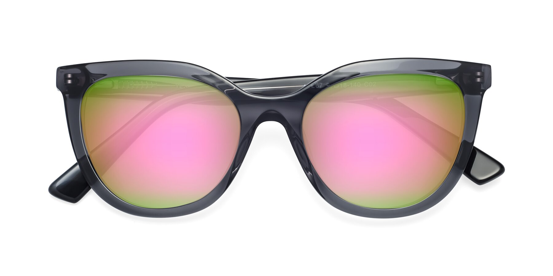 Folded Front of 17287 in Translucent Gray with Pink Mirrored Lenses