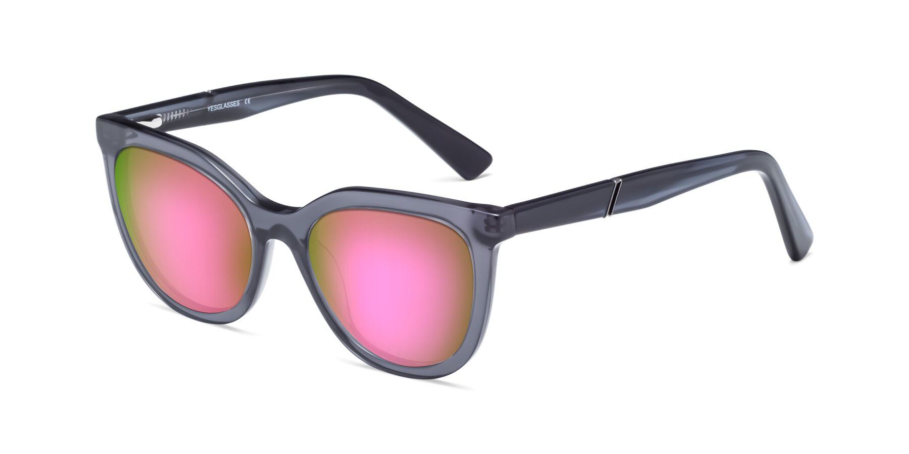 Angle of 17287 in Translucent Gray with Pink Mirrored Lenses