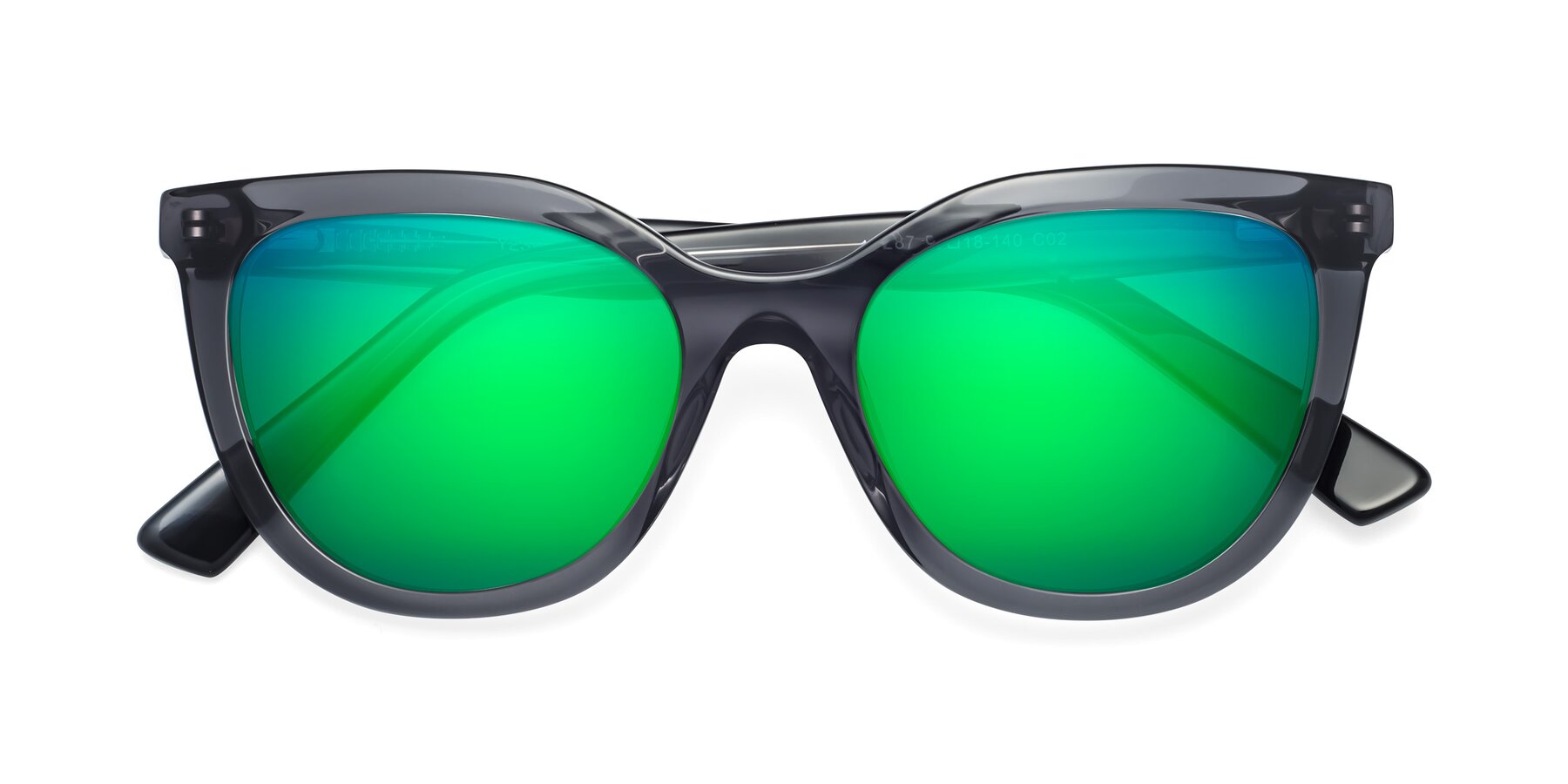 Folded Front of 17287 in Translucent Gray with Green Mirrored Lenses