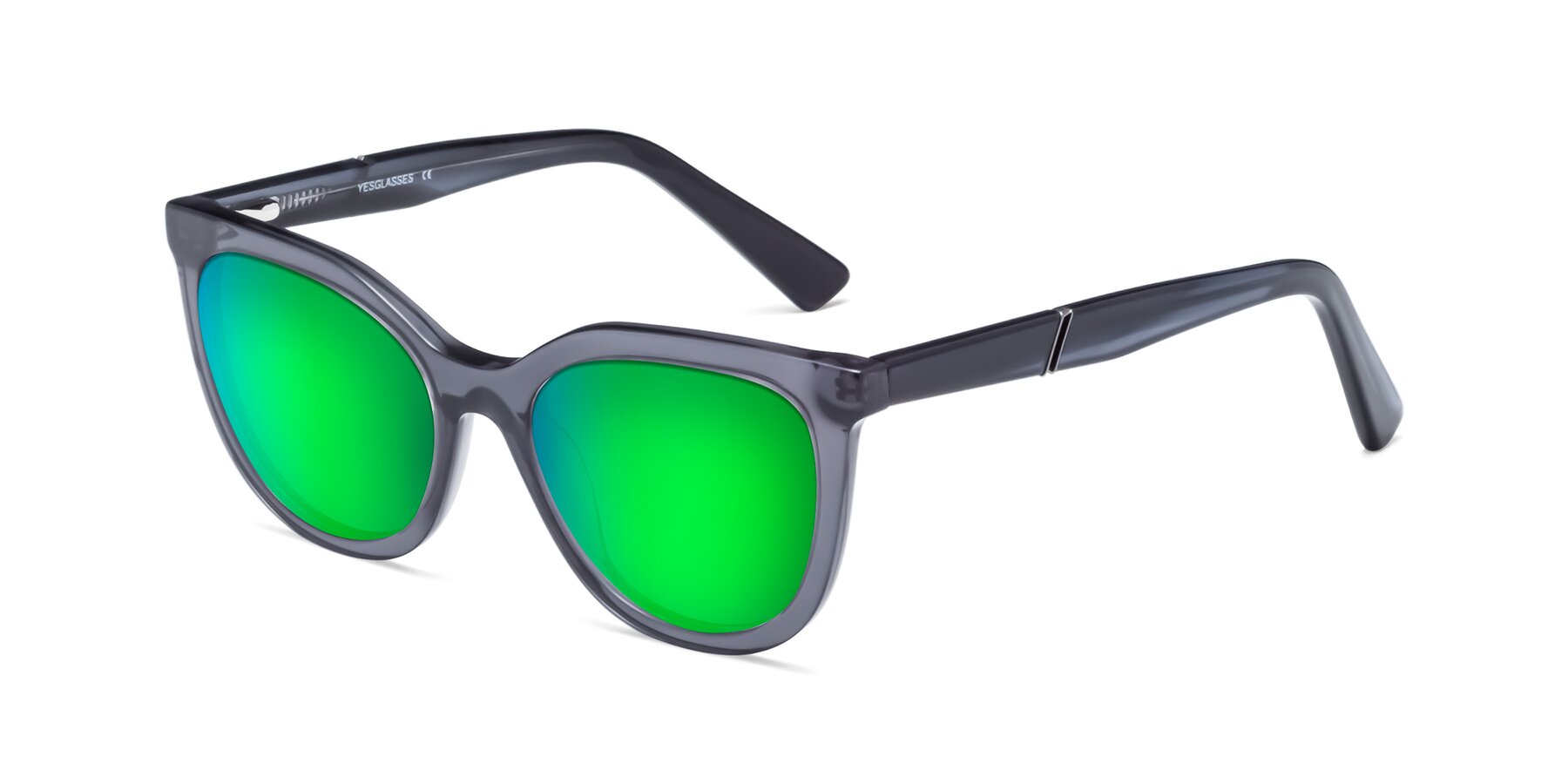 Angle of 17287 in Translucent Gray with Green Mirrored Lenses