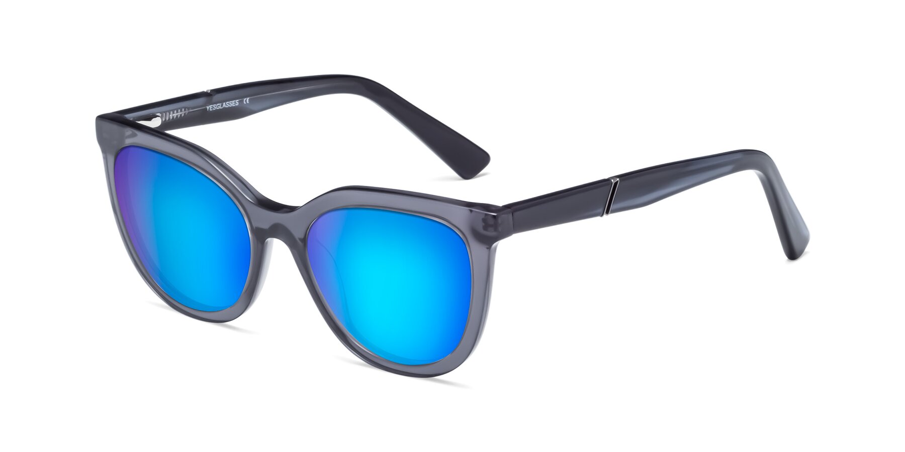 Angle of 17287 in Translucent Gray with Blue Mirrored Lenses