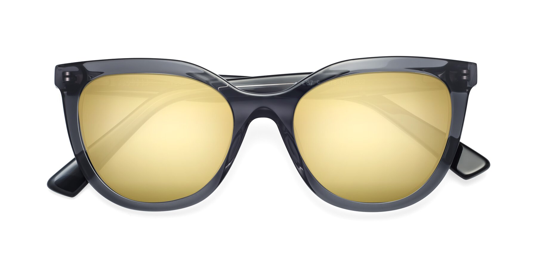 Folded Front of 17287 in Translucent Gray with Gold Mirrored Lenses