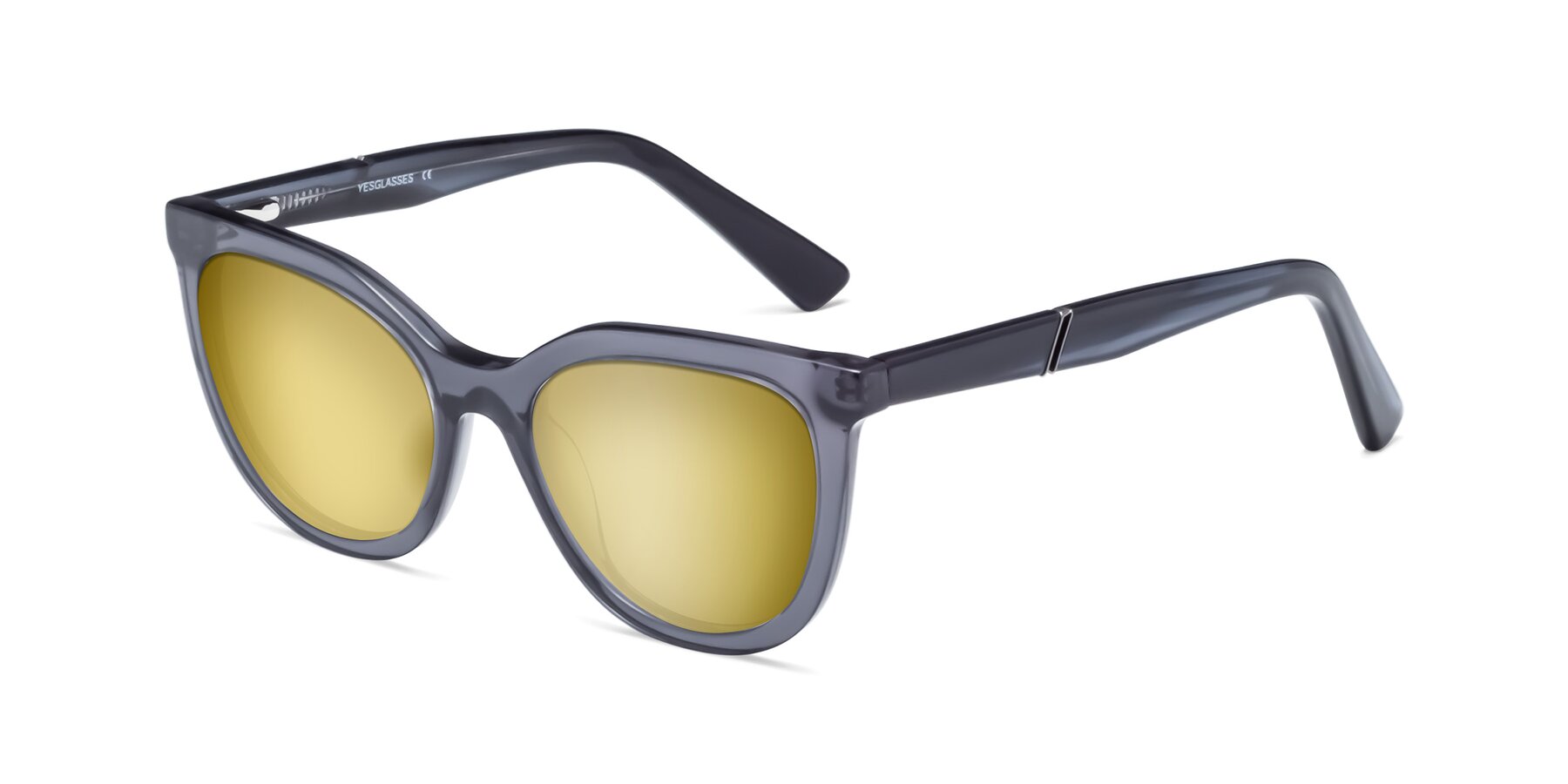 Angle of 17287 in Translucent Gray with Gold Mirrored Lenses