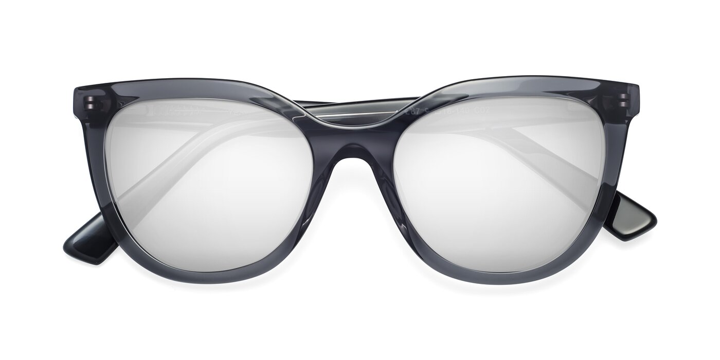 17287 - Translucent Gray Flash Mirrored Sunglasses