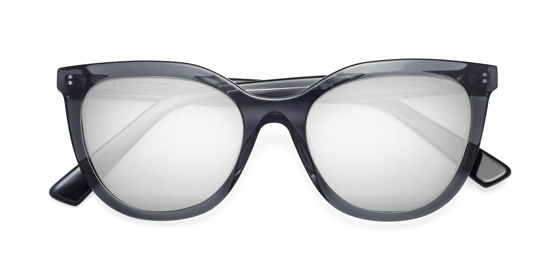 Folded Front of 17287 in Translucent Gray with Silver Mirrored Lenses