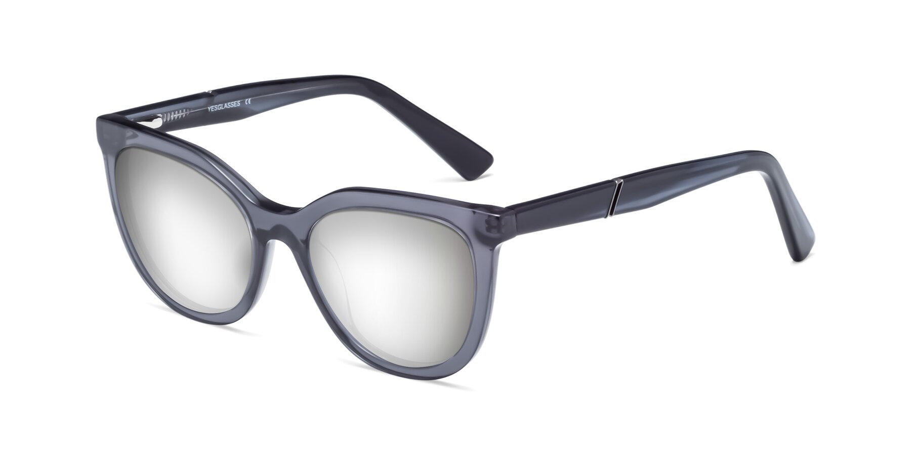 Angle of 17287 in Translucent Gray with Silver Mirrored Lenses