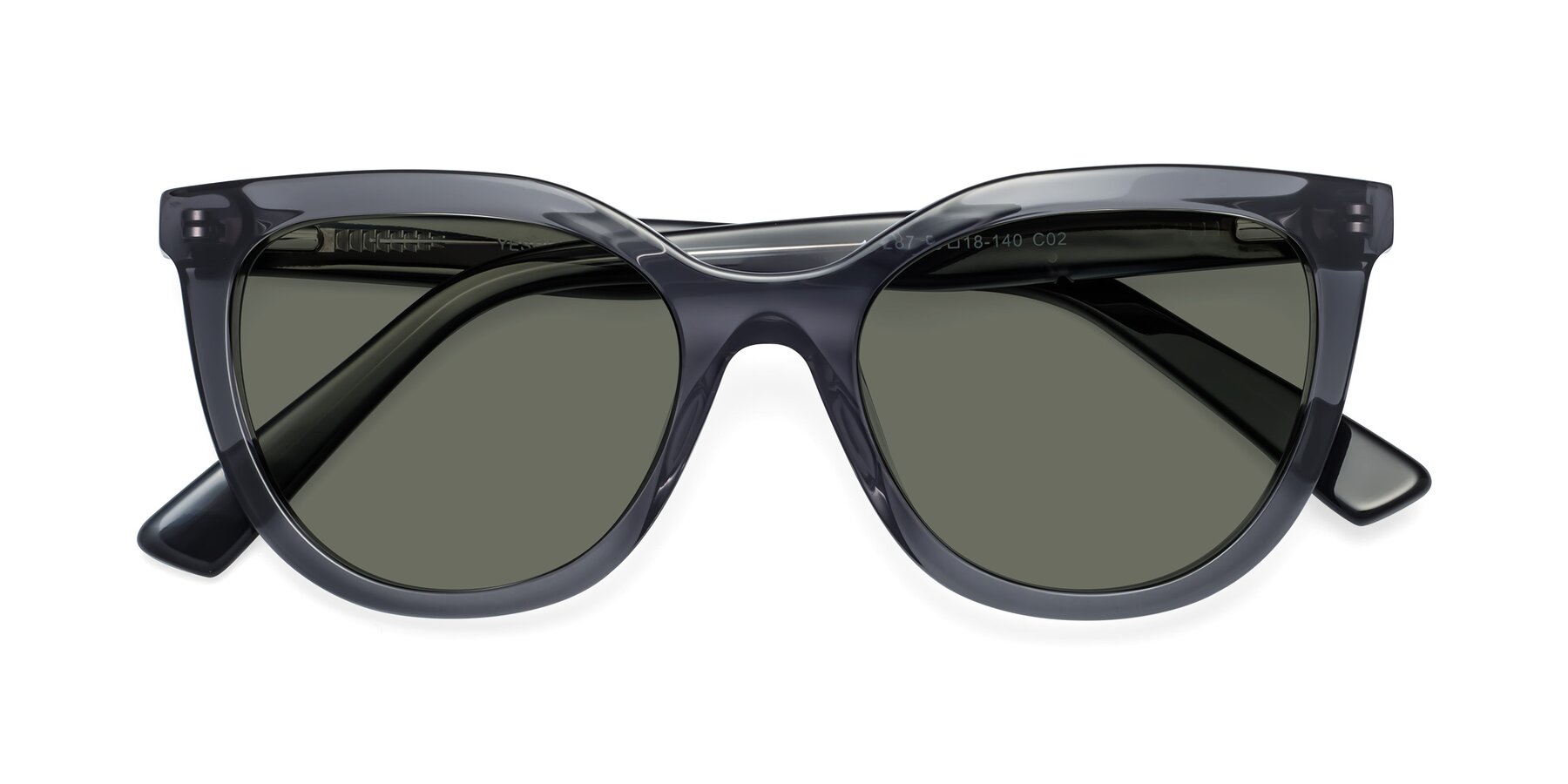 Folded Front of 17287 in Translucent Gray with Gray Polarized Lenses