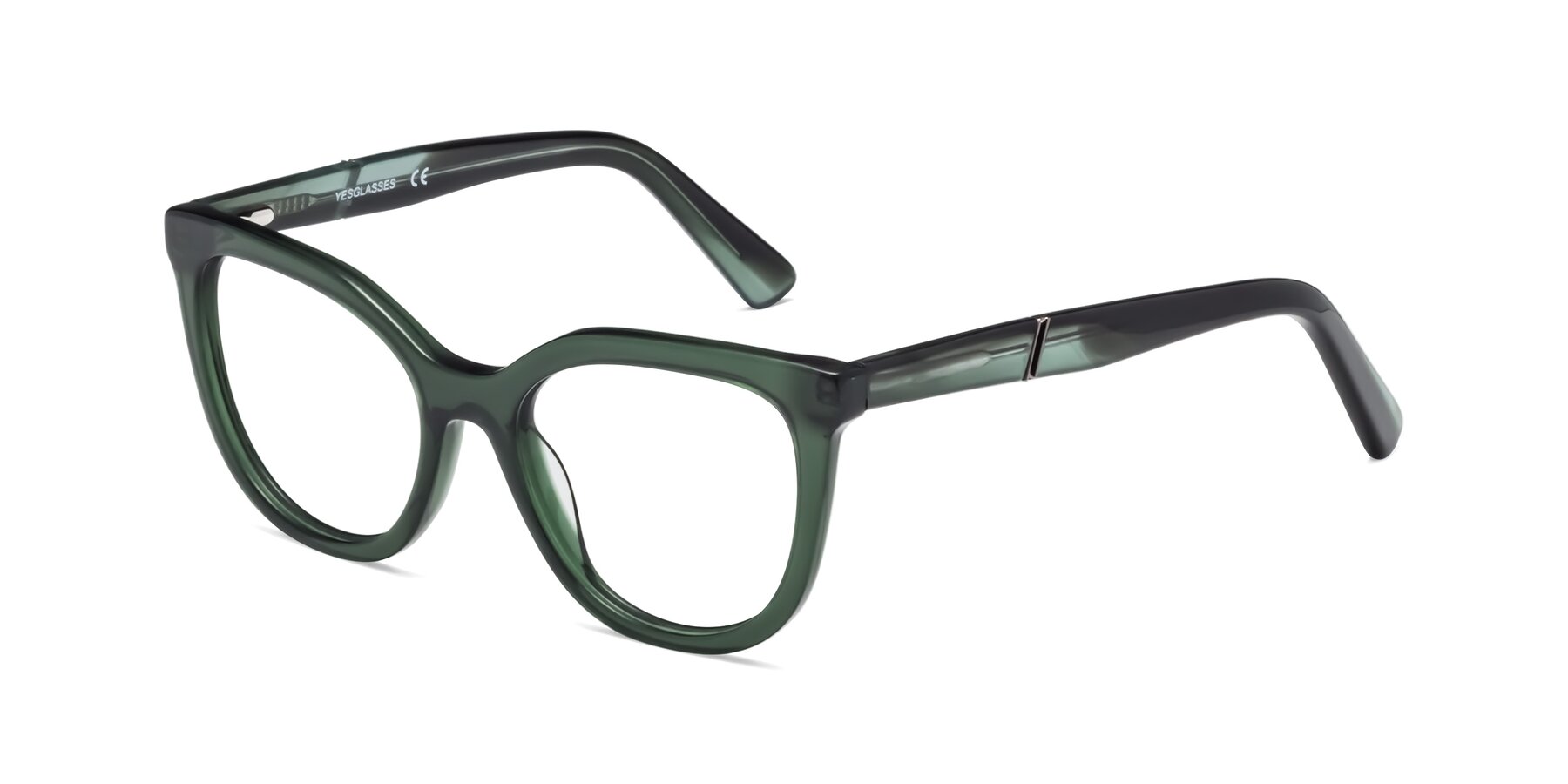 Angle of 17287 in Translucent Green with Clear Reading Eyeglass Lenses