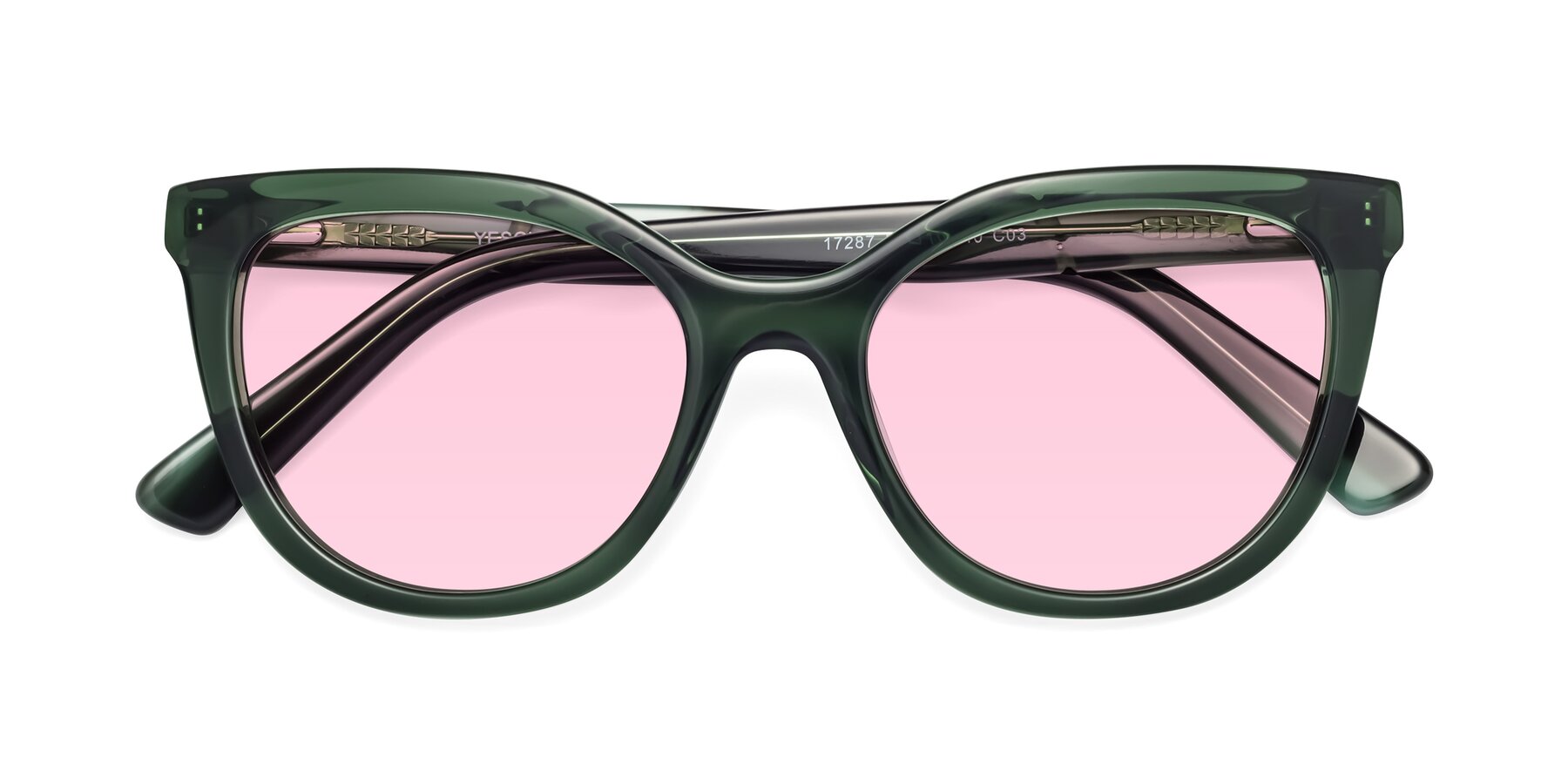 Folded Front of 17287 in Translucent Green with Light Pink Tinted Lenses