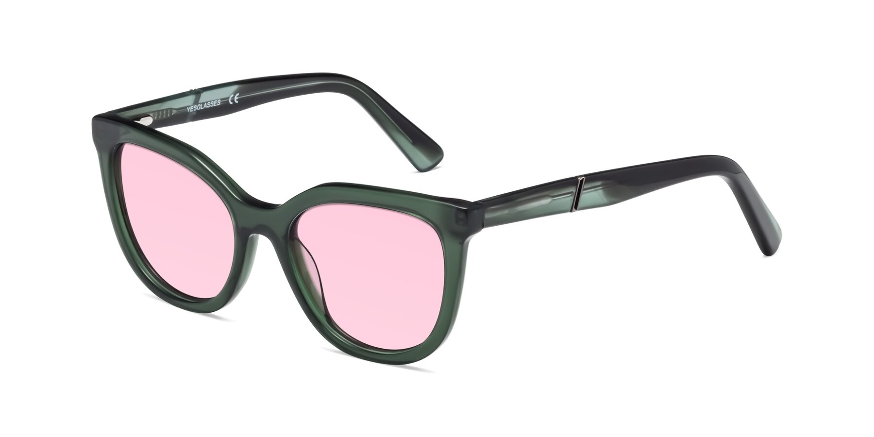 Angle of 17287 in Translucent Green with Light Pink Tinted Lenses