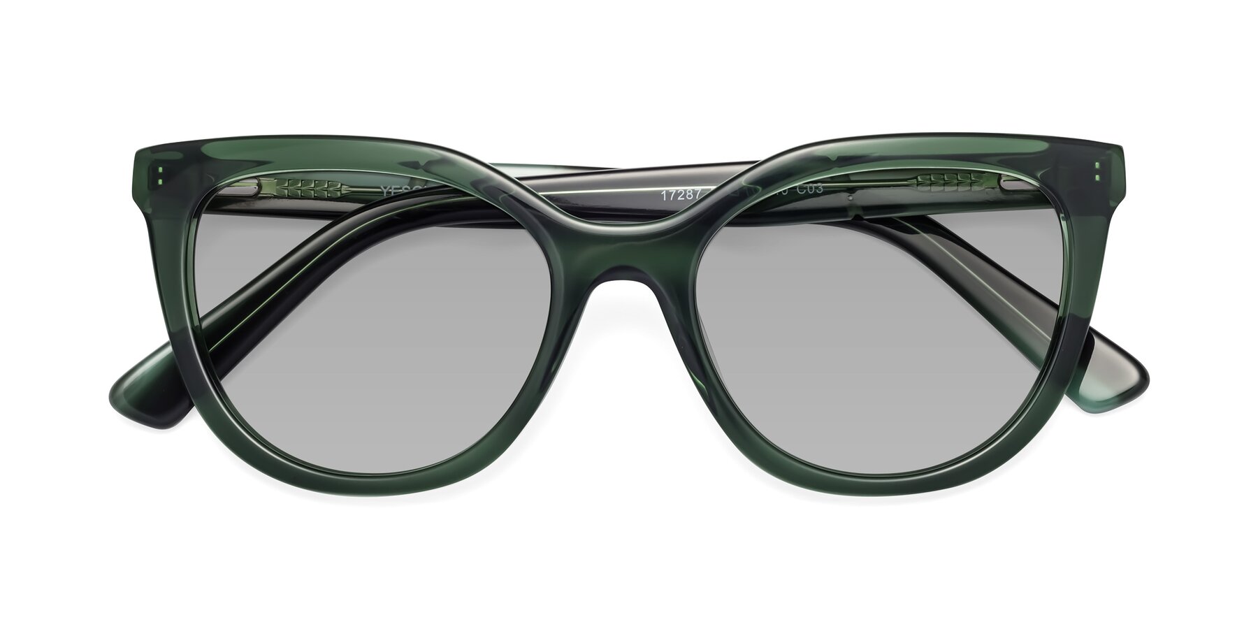 Folded Front of 17287 in Translucent Green with Light Gray Tinted Lenses